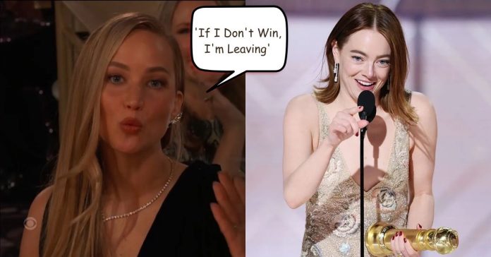 'If I Don't Win, I'm Leaving', Jennifer Lawrence Mouths To Camera Right Before Emma Stone Wins At Golden Globes 2024