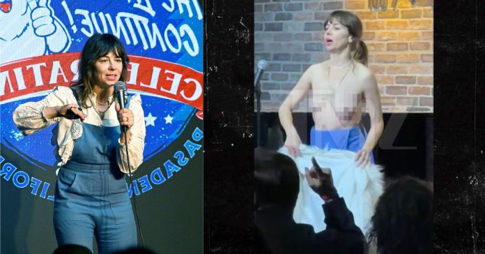 LA Comedian Natasha Leggero Takes Off Her Top During A Performance.