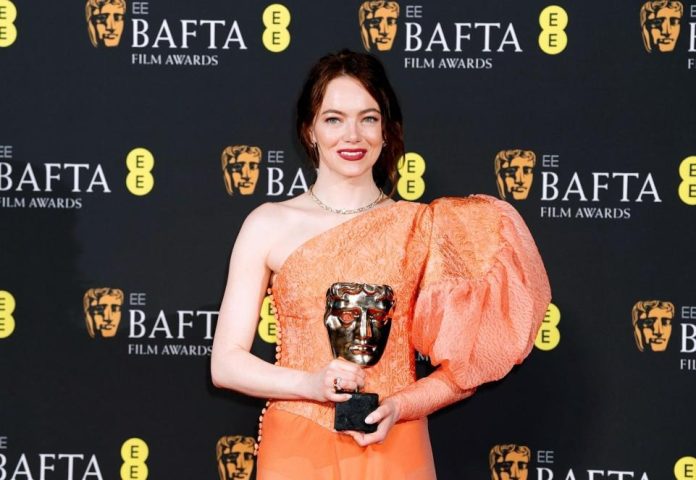 Emma Stone revels in the triumph of "Poor Things" at the Bafta Awards