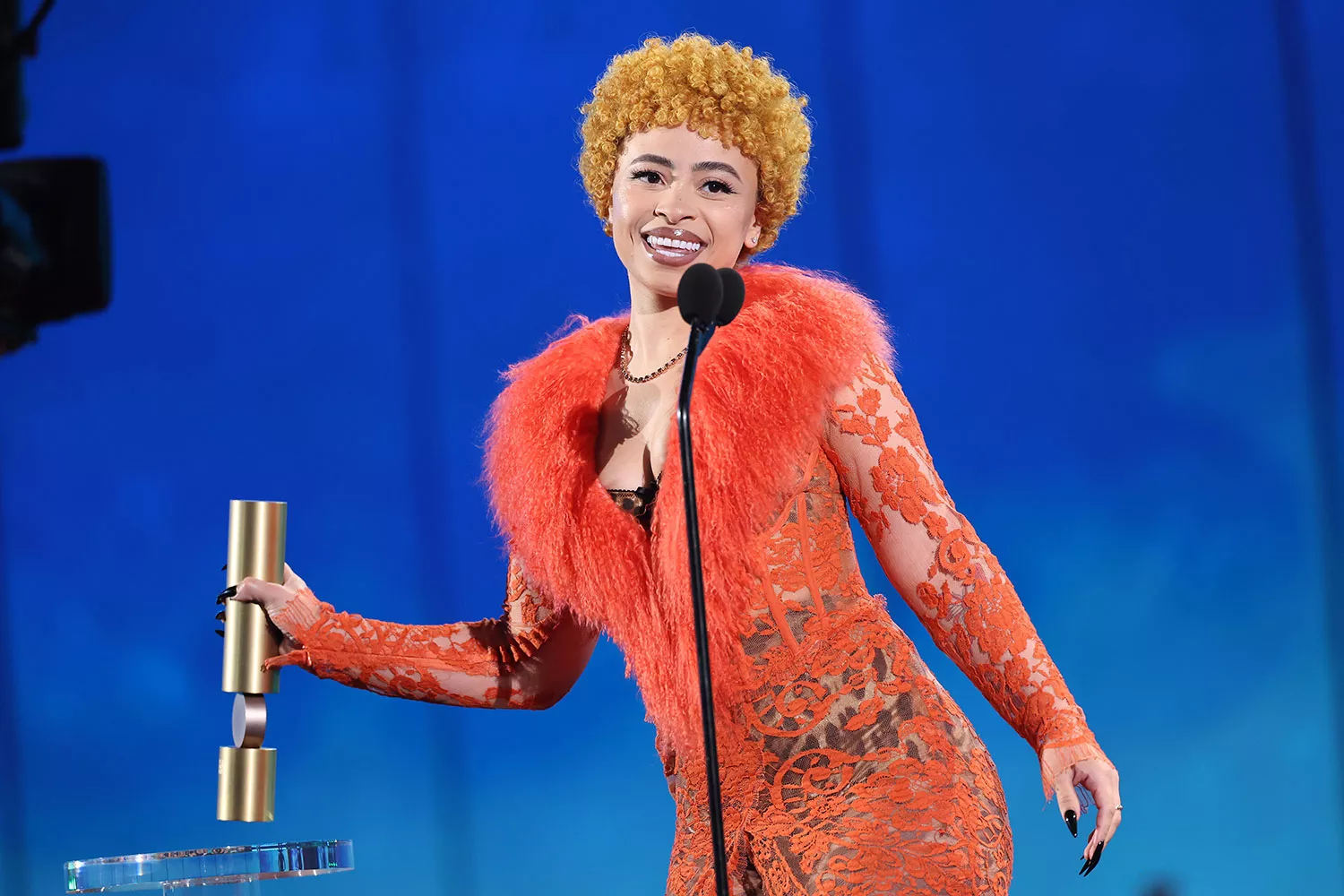 Ice Spice wins New Artist of the Year at 2024 People's Choice Awards. PHOTO: RICH POLK/NBC VIA GETTY