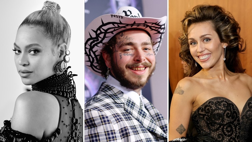 Beyonce, Post Malone and Miley Cyrus